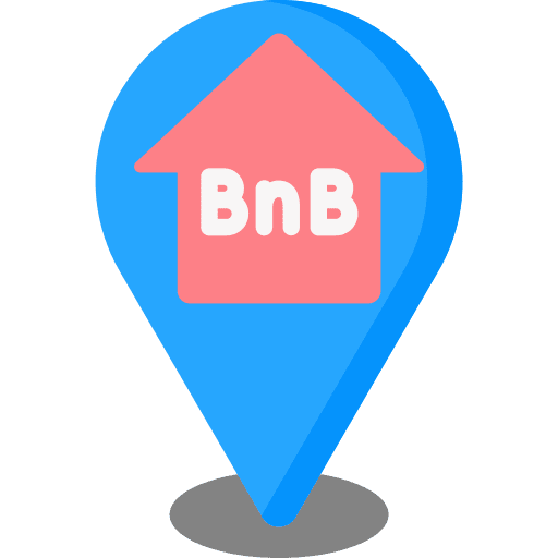 Bed and breakfast location pin travel bed and breakfast icon