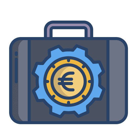 Briefcase business and finance investment euro icon