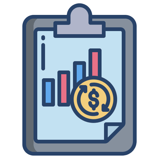 Clipboard line chart report business and finance icon