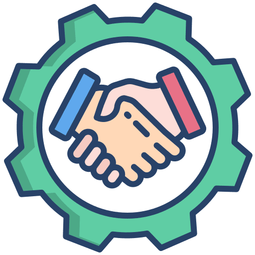 Handshake settings business and finance agreement icon