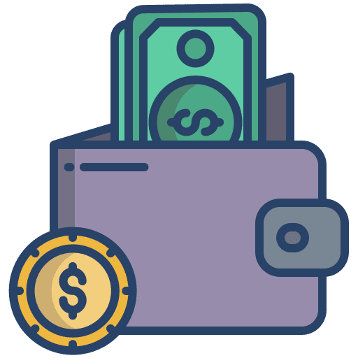 Wallet business and finance cash payment icon