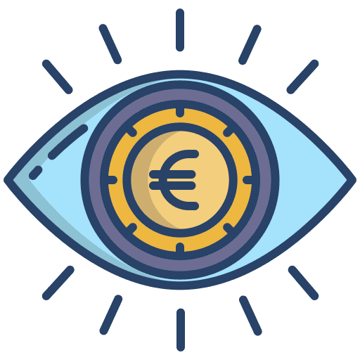 Eye euro eye visualization icon