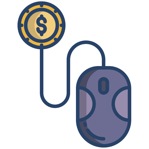Click pay per click mouse clicker payment icon