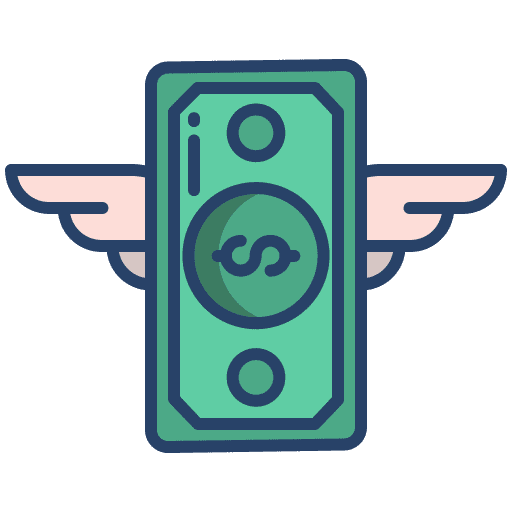 Money dollar money wings icon