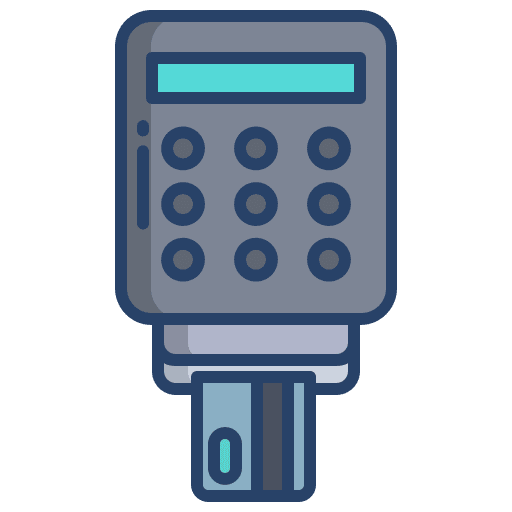 Payment commerce and shopping machine card reader icon