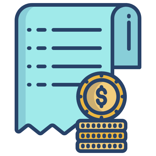 Receipt business and finance dollar payment icon