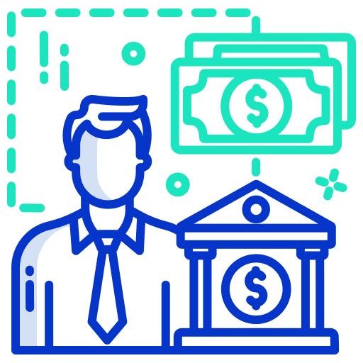 Banker debt economy bank icon