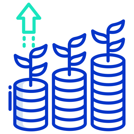 Investment coins economy stack icon