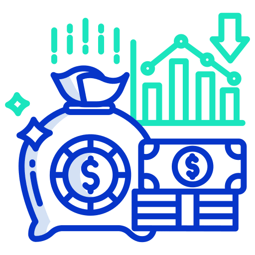 Finance comparative money money bag icon