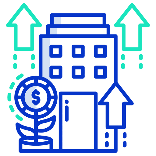 Growth business and finance growth bank icon