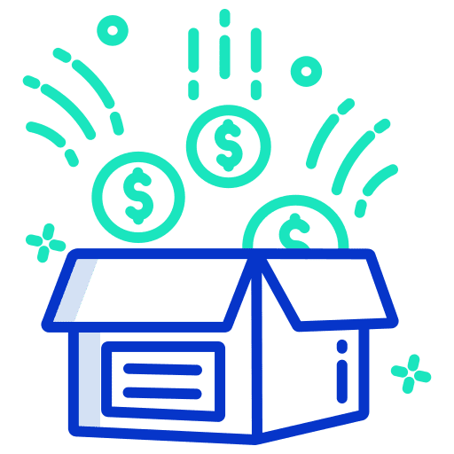 Open box business and finance box dollar icon