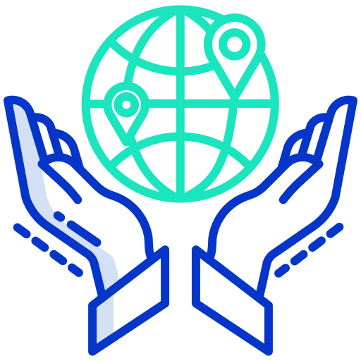 Worldwide places hand position icon