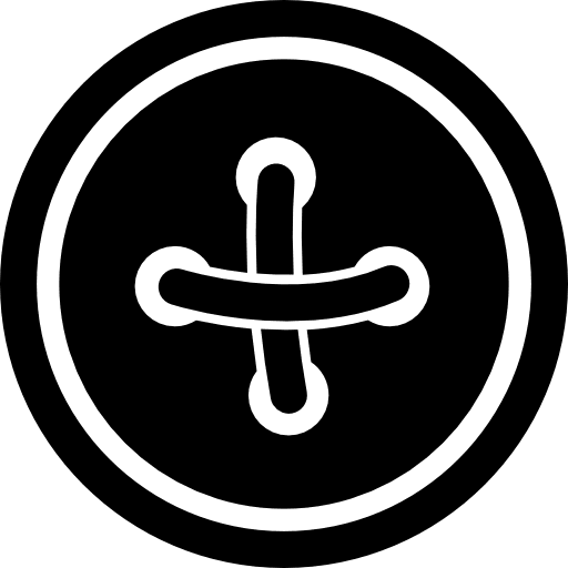 Clothes circular button with a cross of thread circle tool button icon