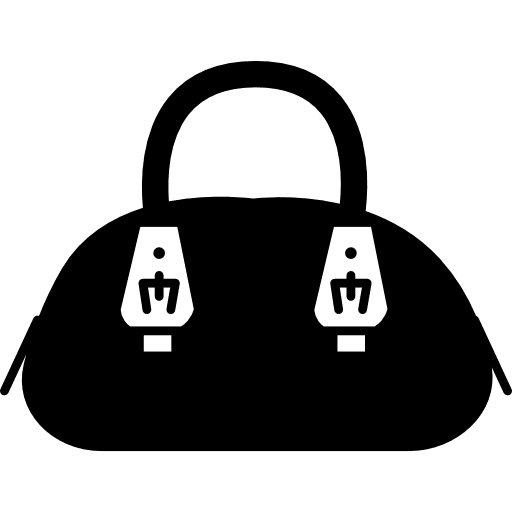 Female hand bag with metal handle tips fashion handbag hand bag icon