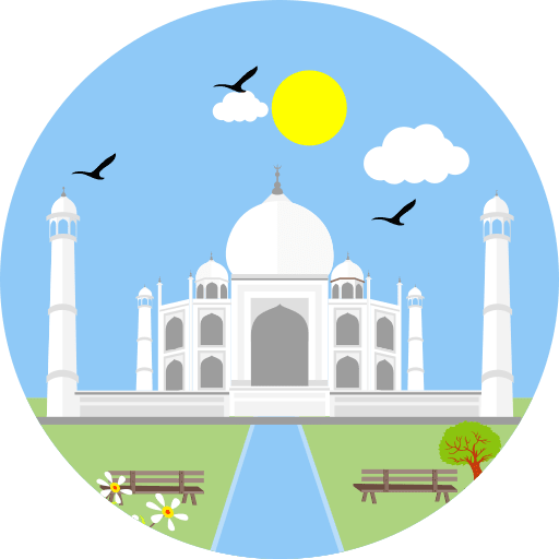 Taj mahal architectonic building monuments icon
