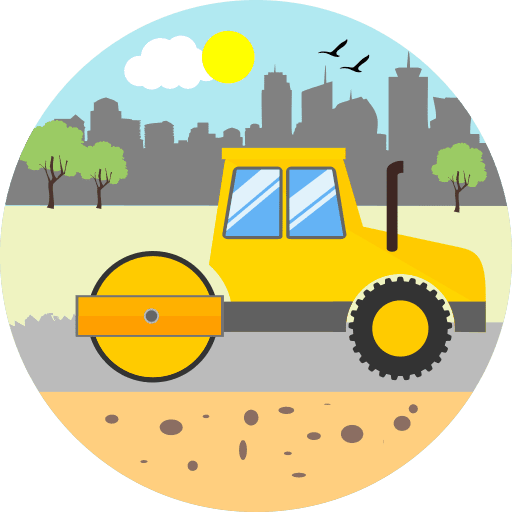 Bulldozer work construction and tools build icon