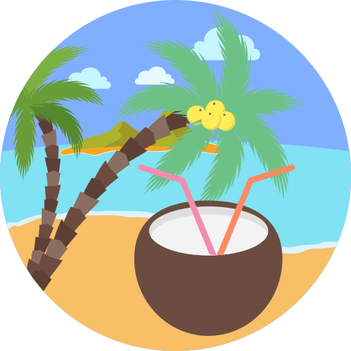 Beach scenery palm tree coconut icon
