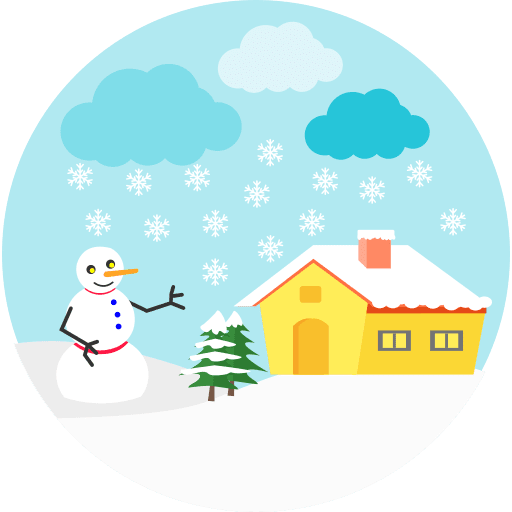 Snowman house nature snowing icon