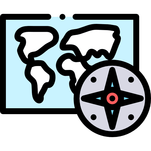 World map maps and location countries wind rose icon