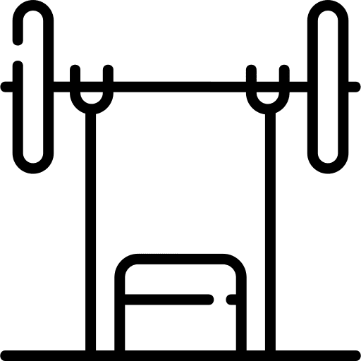 Barbell weighing rack bench icon