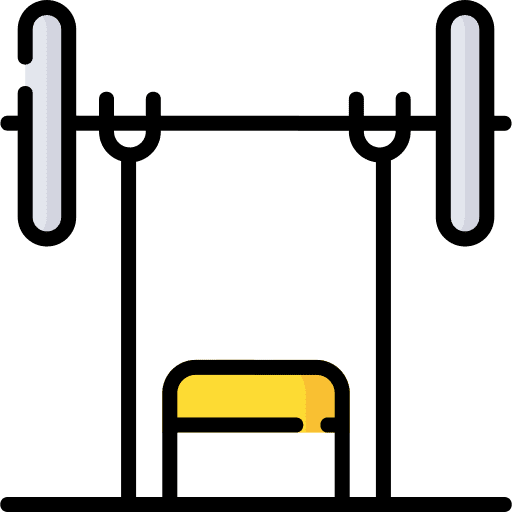 Barbell gym bench barbell icon