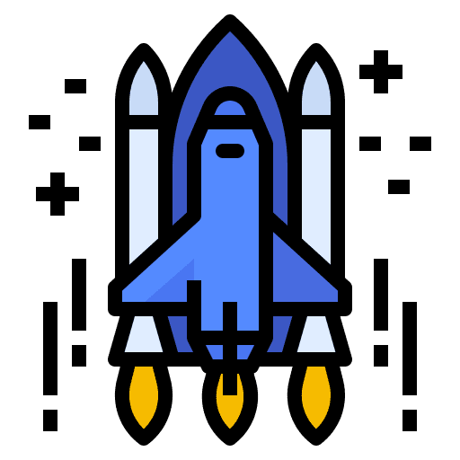 Spaceship transportation strategy start up icon