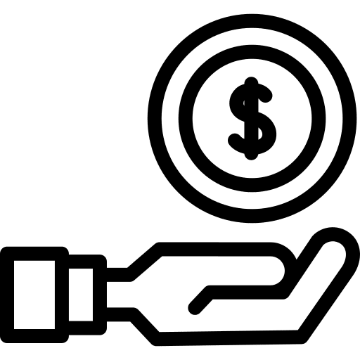 Coin money business hand icon Coin money business hand icon