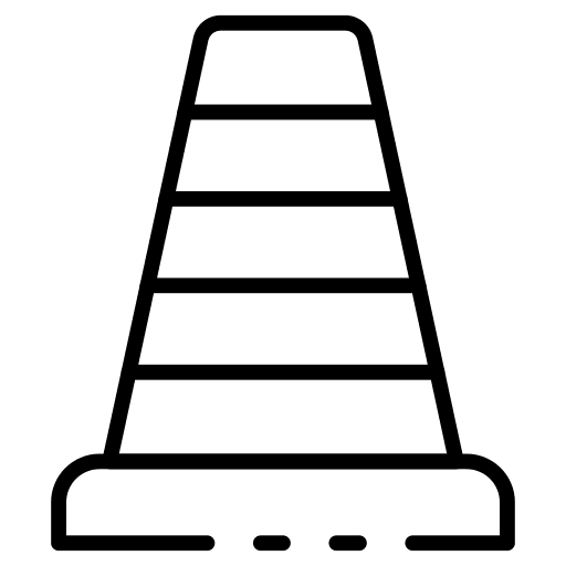 Traffic cone signaling bollards construction icon