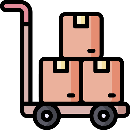 Delivery trolley transport box icon
