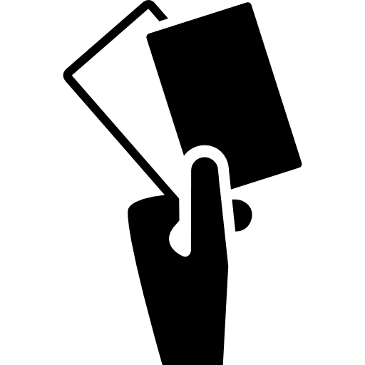 Hand holding two soccer cards holding yellow cards icon