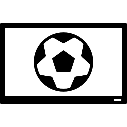 Soccer ball on tv monitor play football television sports icon