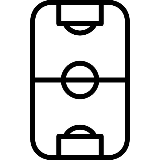 Soccer field rounded shape top view play football rounded outlined icon