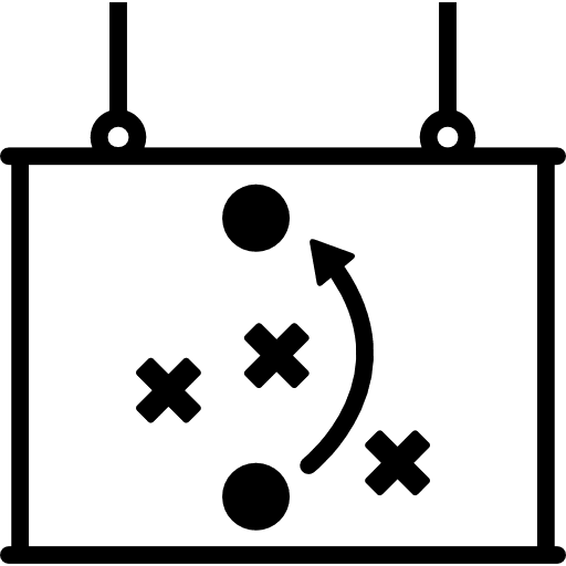 Soccer tactical sketch of players movements on whiteboard sports play football whiteboard icon