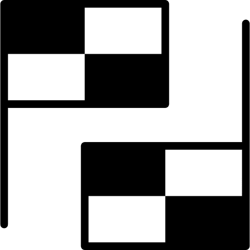 Two checkered sportive flags sports couple tools icon