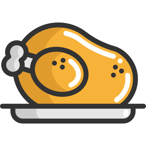 Roast chicken food and restaurant turkey food icon