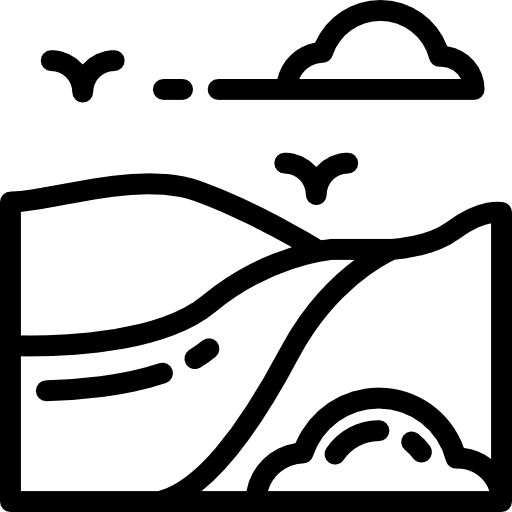 Road landscape trees valley icon