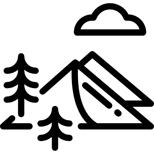 Mountain landscape river field icon