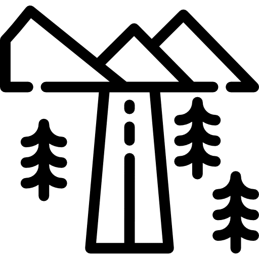 Road landscape mountains nature icon