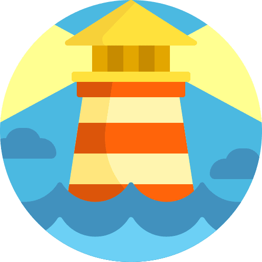 Lighthouse architecture and city orientation tower icon