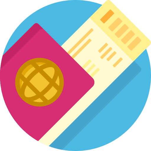 Passport document travel identification icon