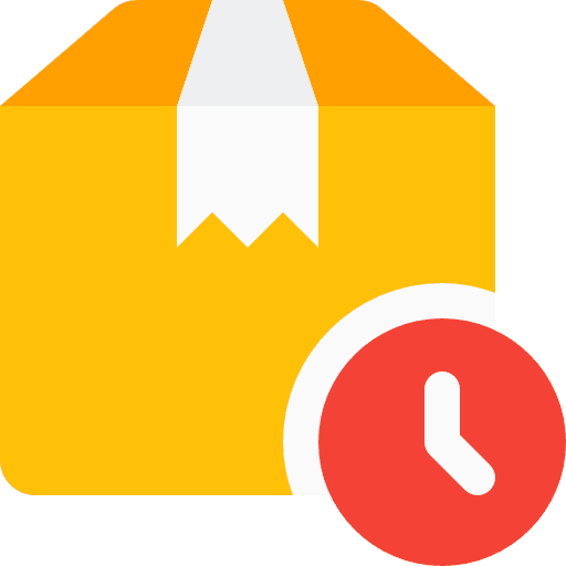 Box commerce and shopping clock packaging icon