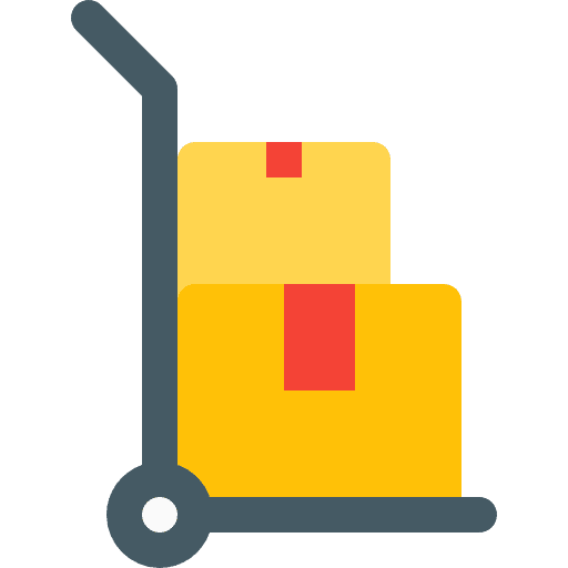 Hand truck finance and business carying truck icon