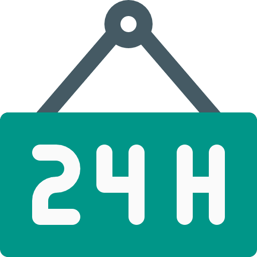 24 hours commerce and shopping 24 hours signal icon