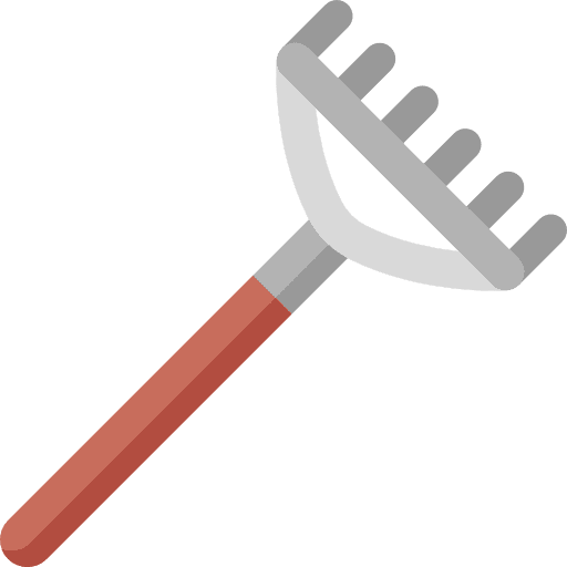 Rake farming and gardening tools and utensils fork icon