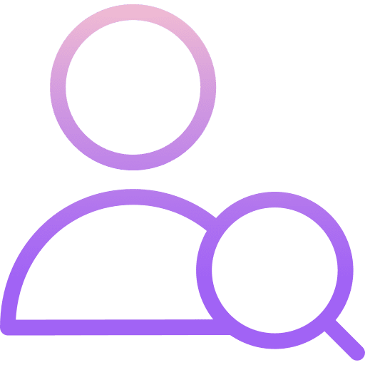 User signs magnifying glass detective icon