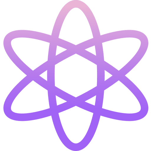 Physics react research atom icon