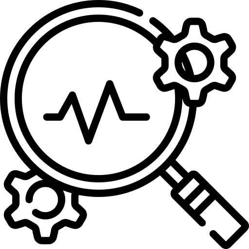 Analytic loupe magnifying glass analytic icon