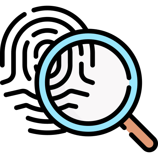 Identity magnifying glass identify clue icon