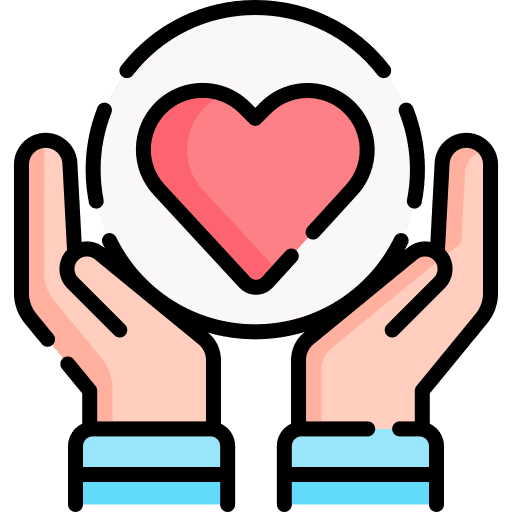 Selfcare heart love hands and gestures icon