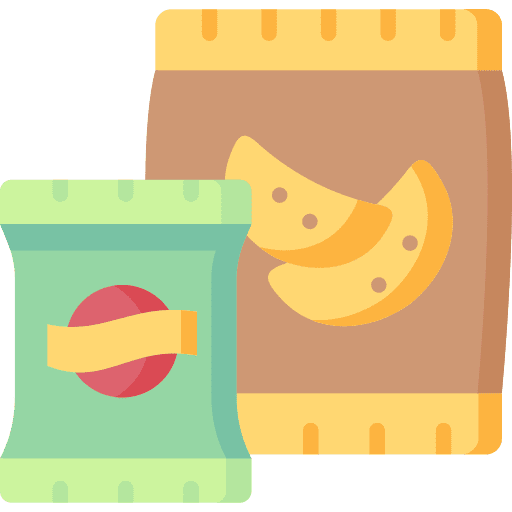 Snacks chips unhealthy food bag icon